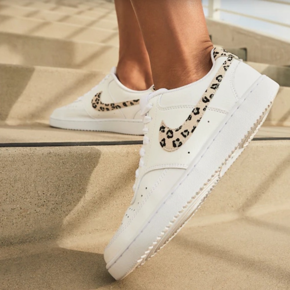 Nike White and Leopard Print Sneakers